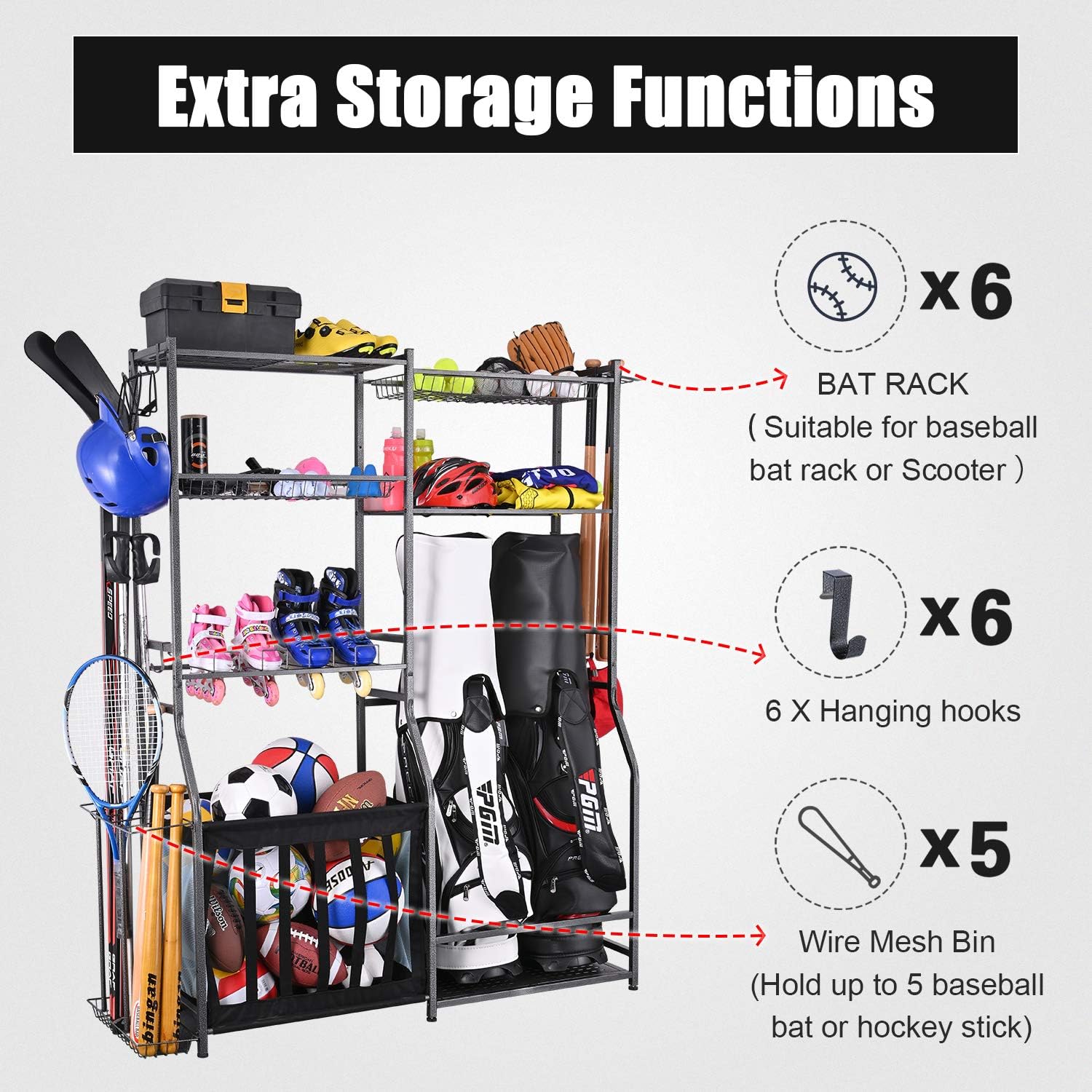 Soporte de Almacenamiento para - Golf Equipment Garage Organizer reseña y precio