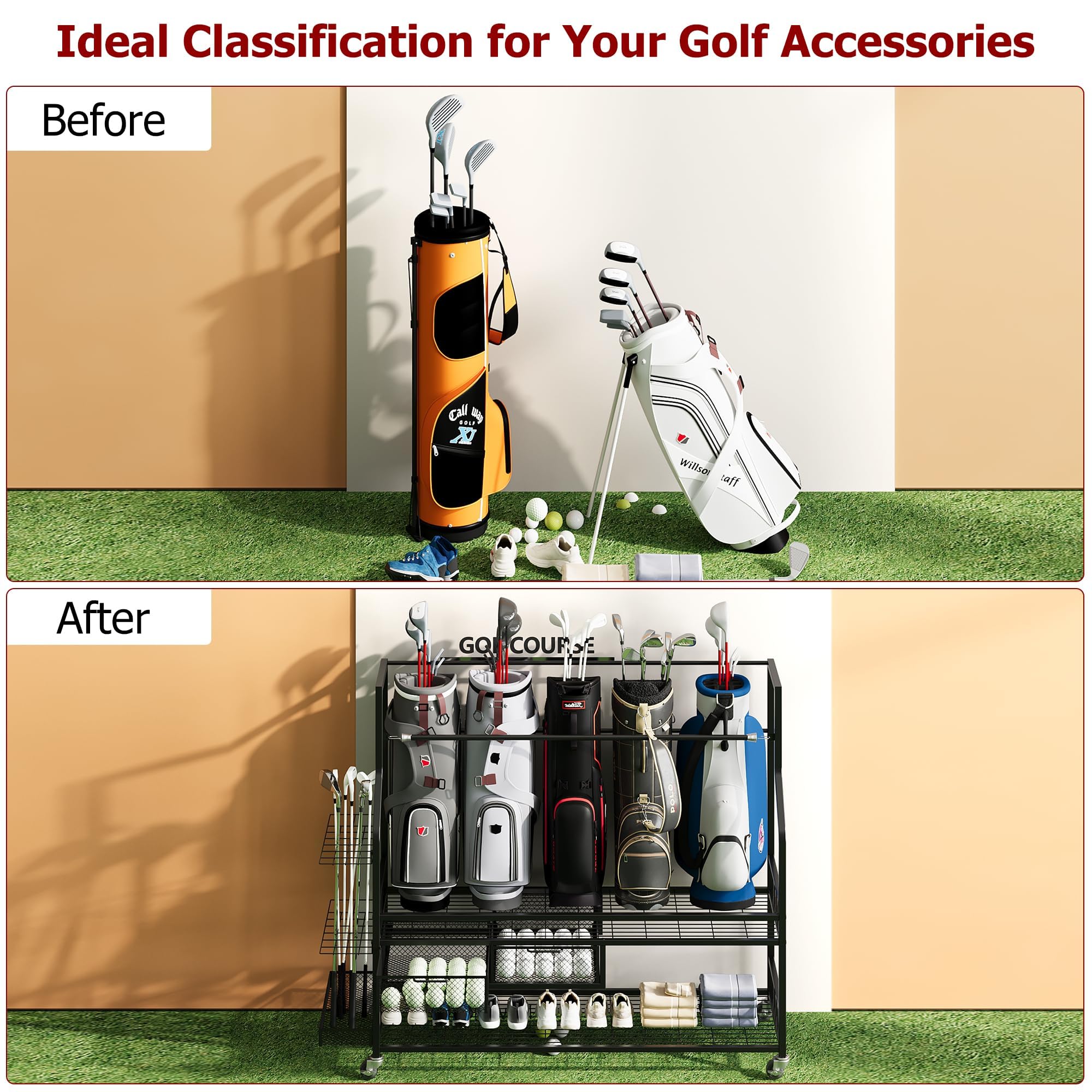 Organizador de bolsas de golf  - Golf Equipment Garage Organizer reseña y precio